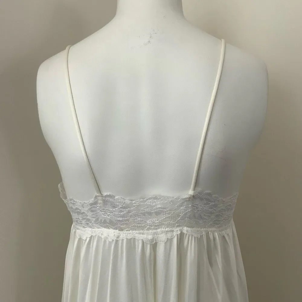 Val Mode Vintage Lace & Satin Slip Maxi Night Gown FLAWED M - Picture 8 of 16